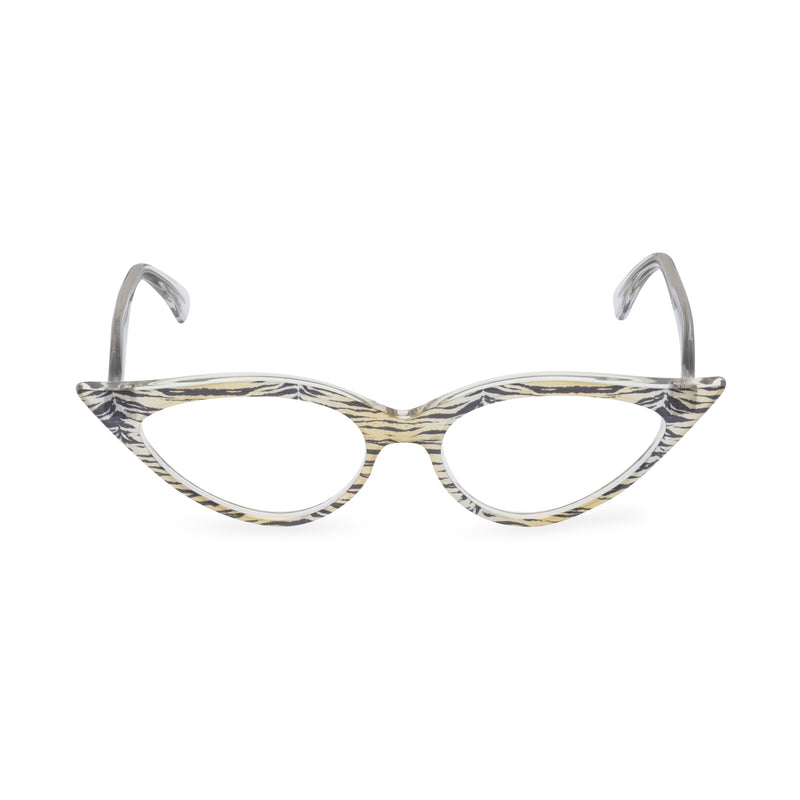 Retropeepers, Jeanne in Crystal Tiger, 50's style cat eye glasses, front view