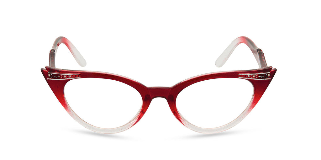 Retropeepers Betty Red Crystal cat eye glasses front view