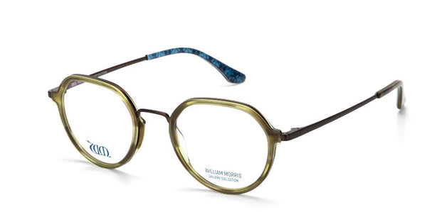 Brother Rabbit round frames in browny green acetate from the William Morris Gallery Collection, side view