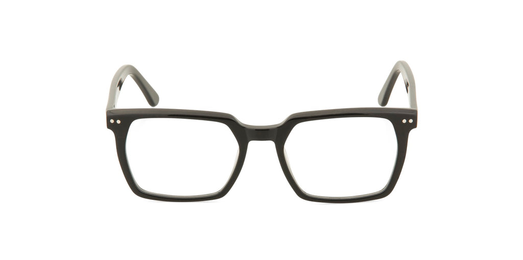 Charles square black glasses front