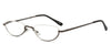 Pair of eyeglasses with a black frame on a white background