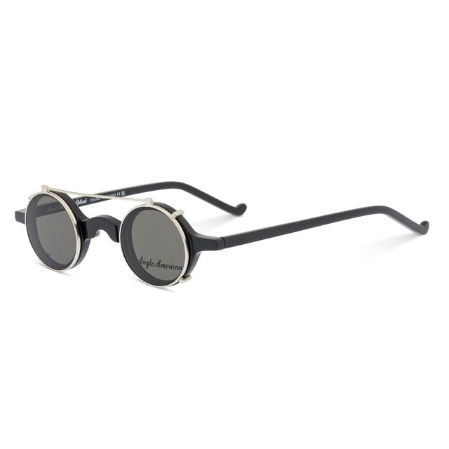 Black Groucho frame with clip on silver side view