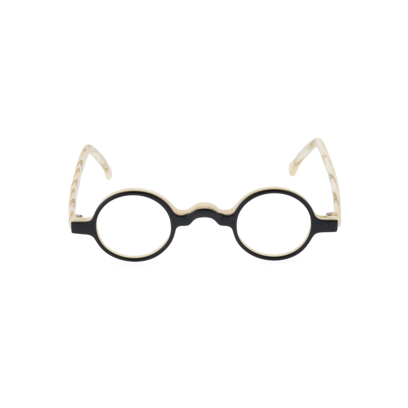 Groucho Round Glasses - Black / Cream