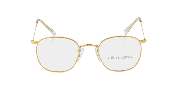 Hilton square gold glasses front
