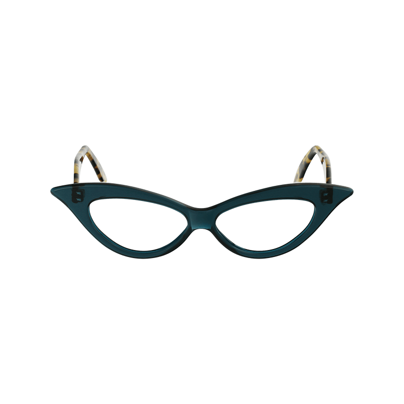 Juliette Cat Eye Glasses - Green Crystal