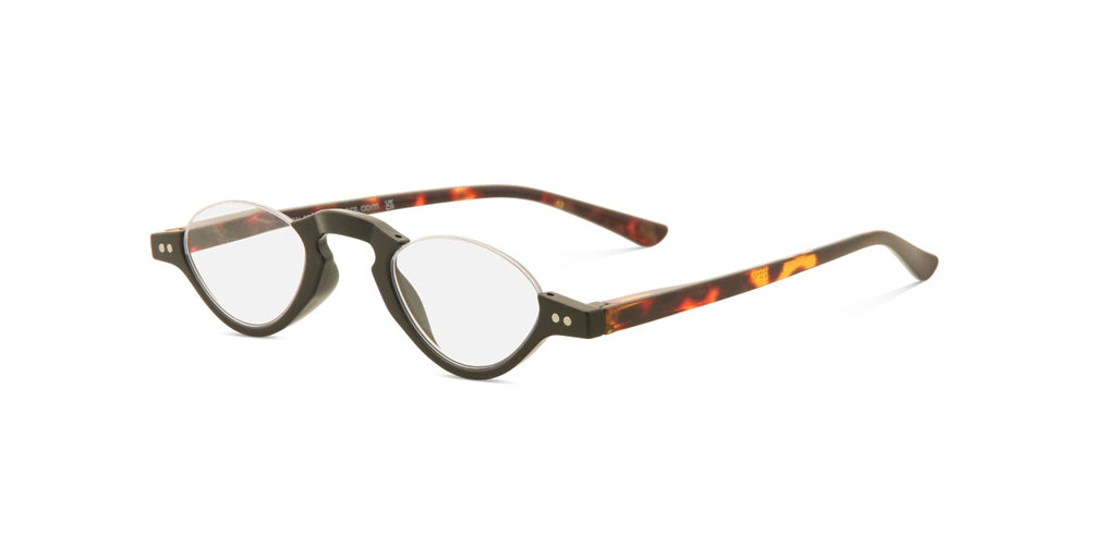 Oversized oval eyeglasses with a dark brown tortoiseshell frame and clear lenses, shown on a plain white background.