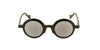 Oval sunglasses with a thick black frame and light gray lenses, shown from the front on a plain white background.