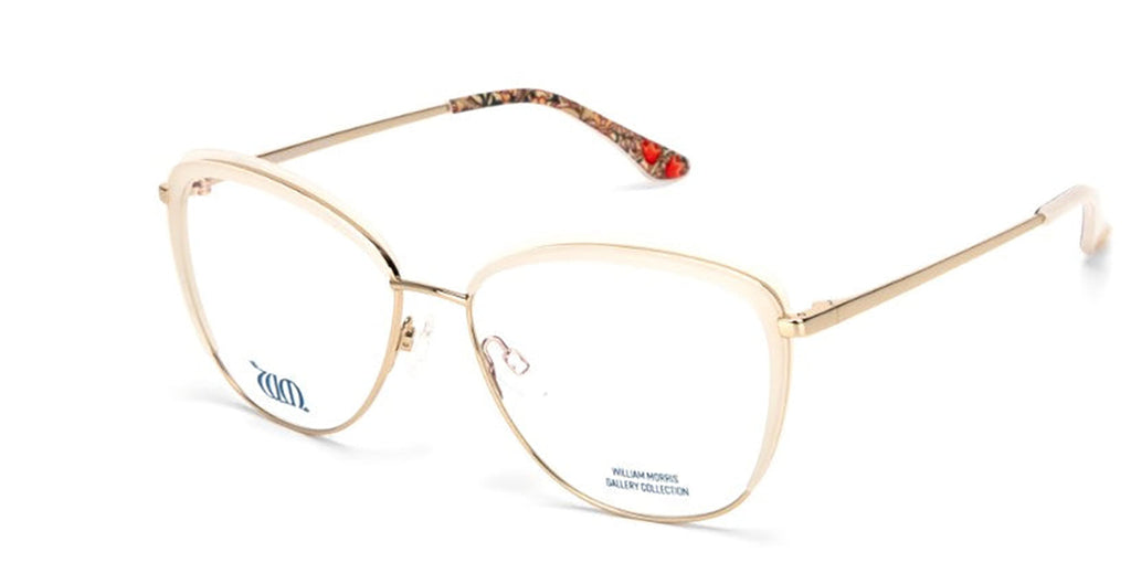 Golden Lily cat eye frame in cream  from the William Morris Gallery side view