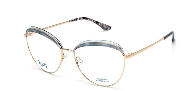 Lodden round frames in pale blue from the William Morris Gallery Collection, side view