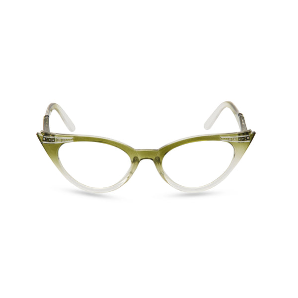 Retropeepers Betty Olive cat eye glasses front view