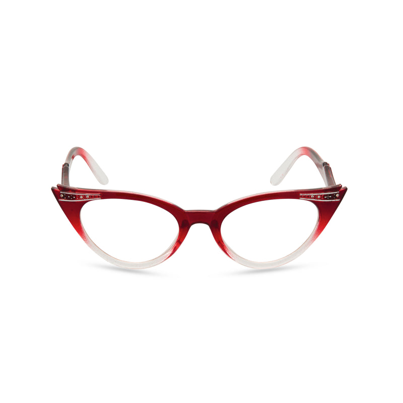 Retropeepers Betty Red Crystal cat eye glasses front view