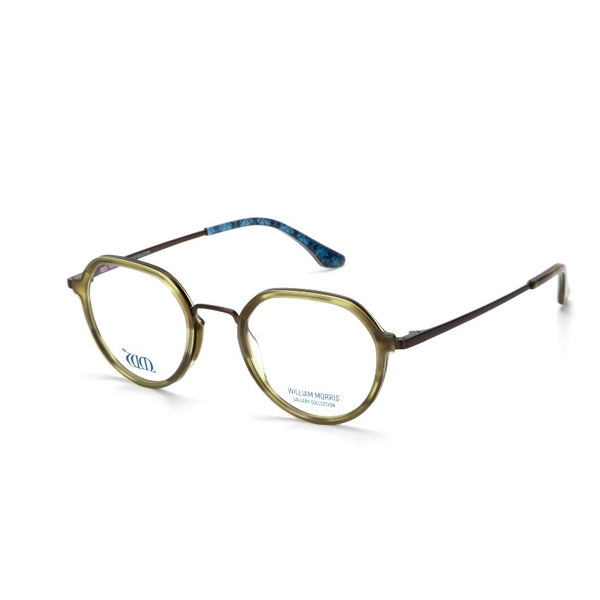 Brother Rabbit round frames in browny green acetate from the William Morris Gallery Collection, side view