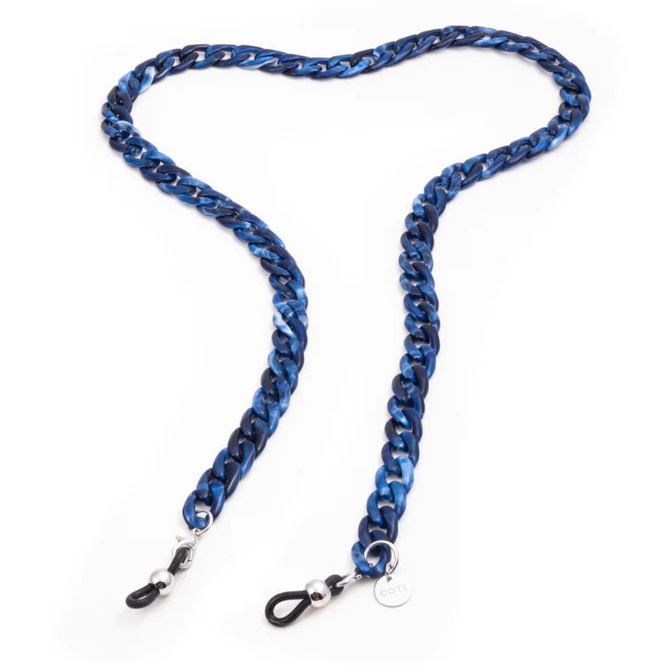 small link dark blue glasses chain