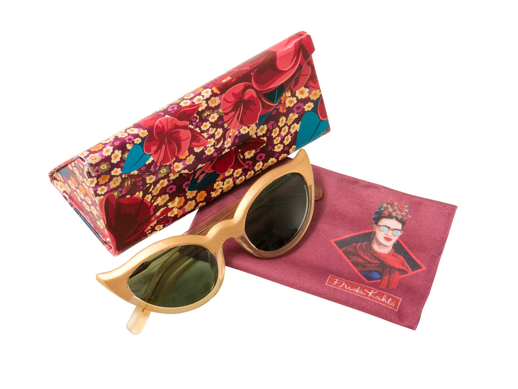 Frida Kahlo Eyeglass case fuchsia with sunglasses