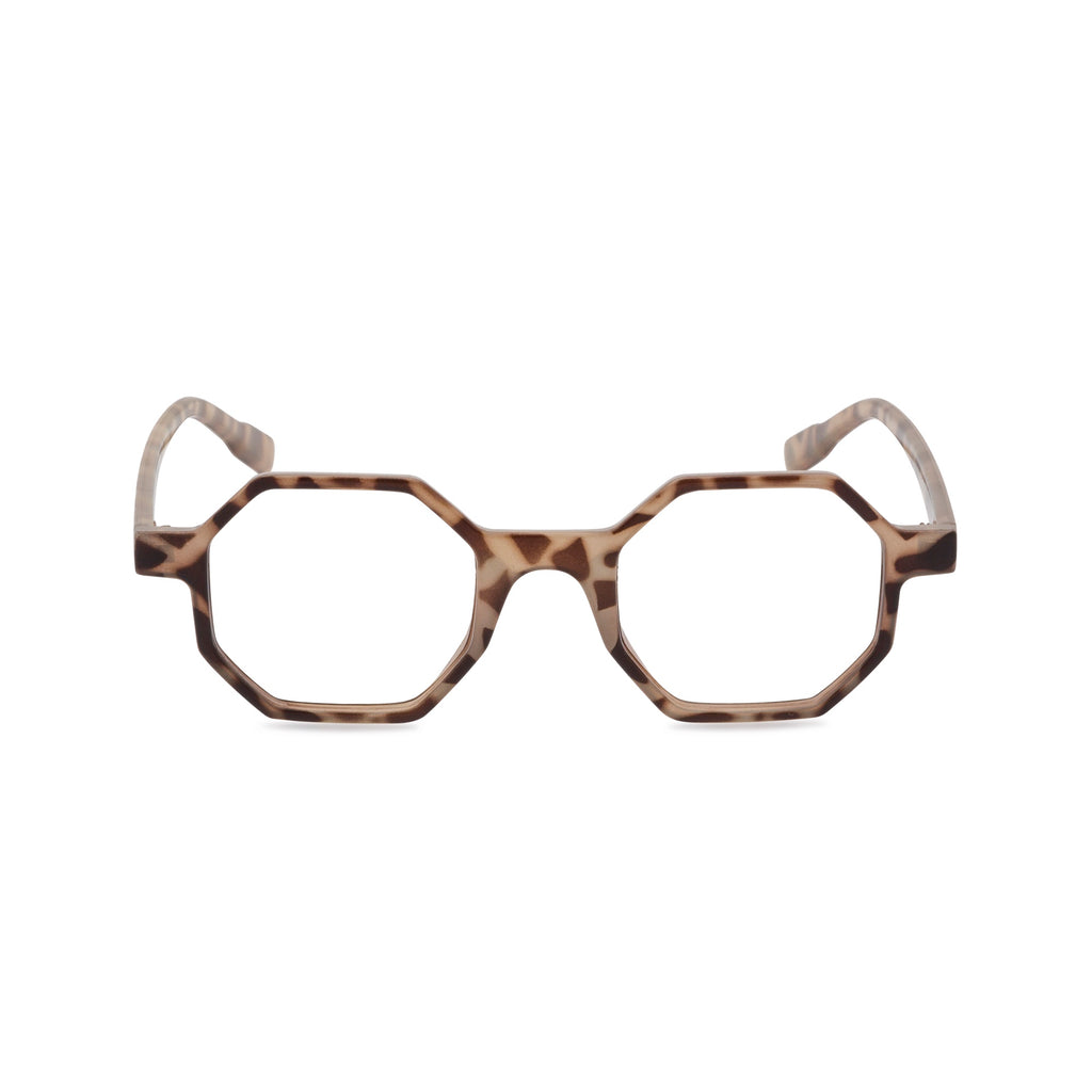 Hexy optical frame tortoise front