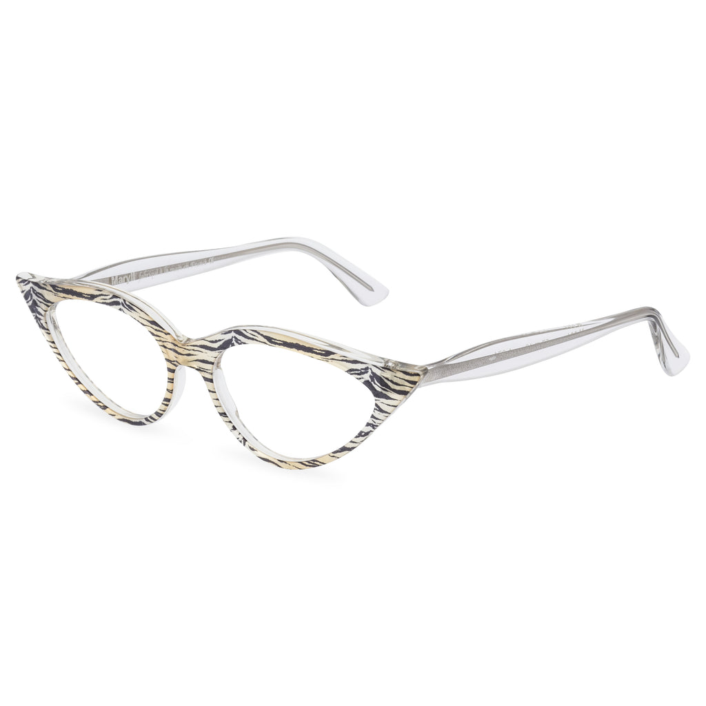 Retropeepers, Jeanne in Crystal Tiger, 50's style cat eye glasses, side view
