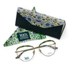 Lodden round glasses in green with matching case and cloth from the William Morris Gallery Collection