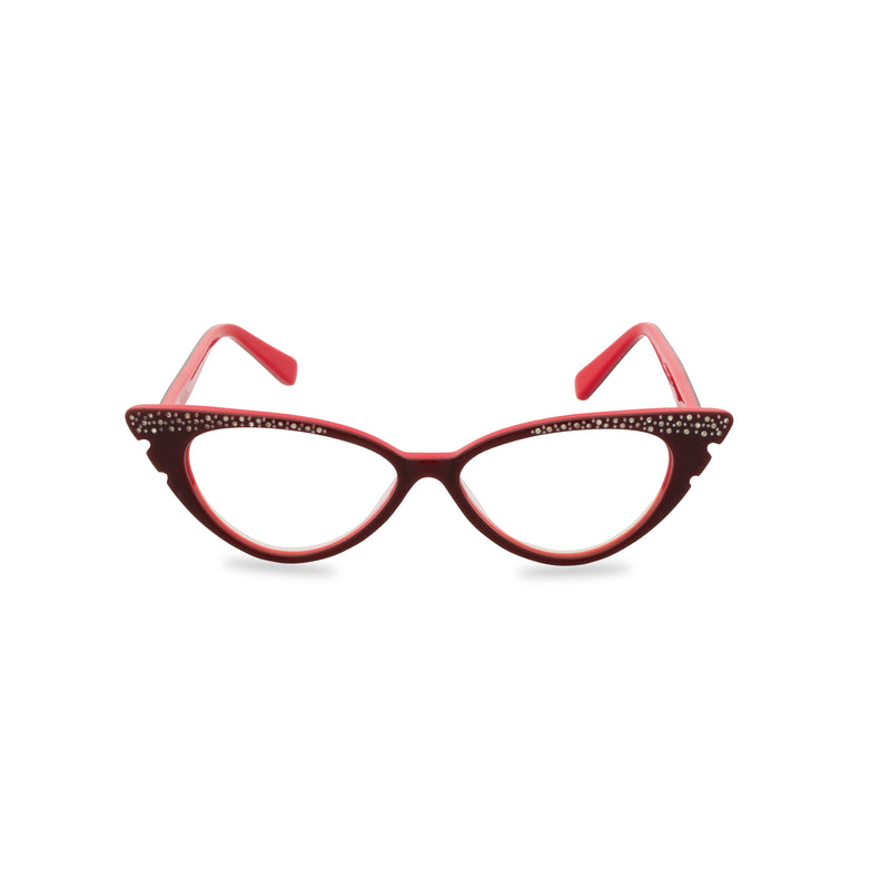 Marilyn Cat Eye Glasses - Wine Red