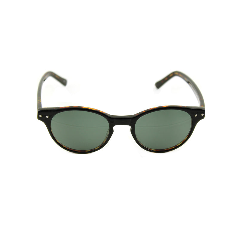 Miller Round Sunglasses - Black Tortoiseshell / Green Tint