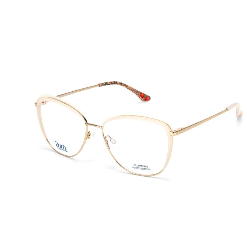 Golden Lily cat eye frame in cream  from the William Morris Gallery side view