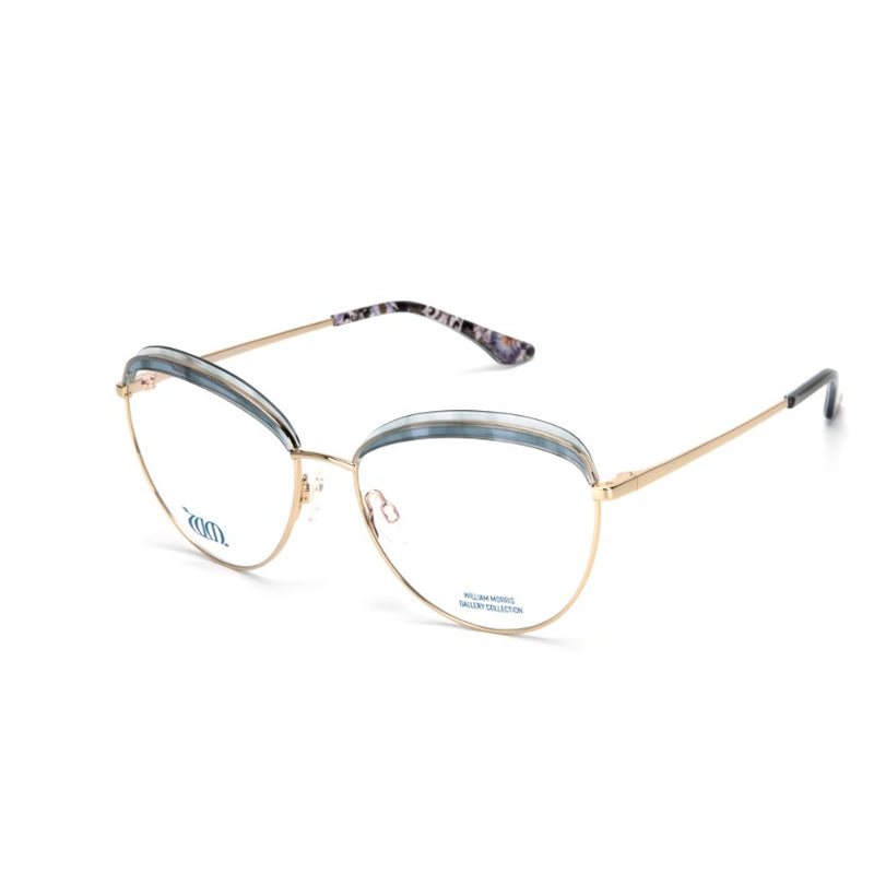 Lodden round frames in pale blue from the William Morris Gallery Collection, side view