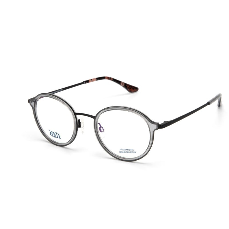 Riverwind round frames in crystal grey from the William Morris Gallery Collection, side view