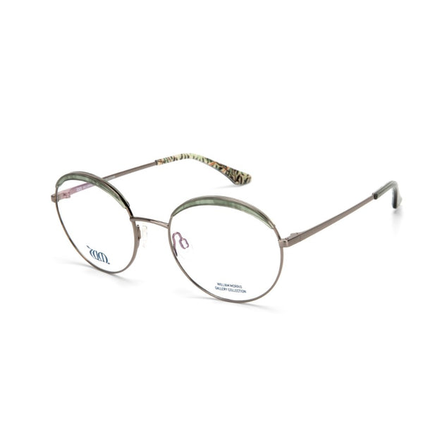 Willow Bough round glasses in green from the William Morris Gallery Collection, side view