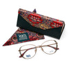 Wandle oval glasses in grey with matching cases and cloths from the William Morris Gallery Collection